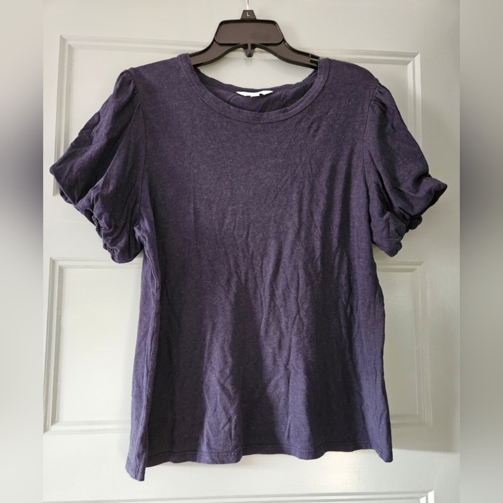 Navy time and tru large bubble sleeve top